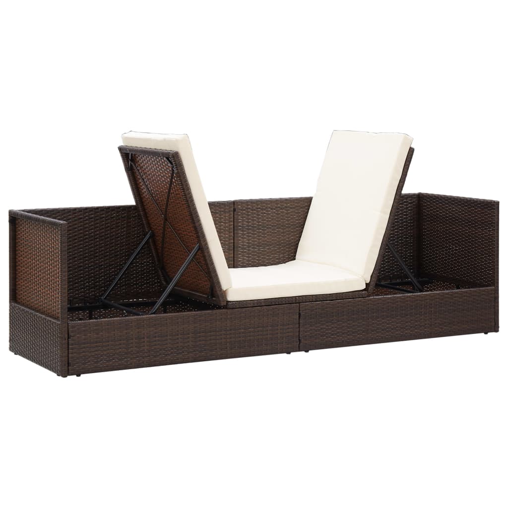 Tuinbed met kussens poly rattan