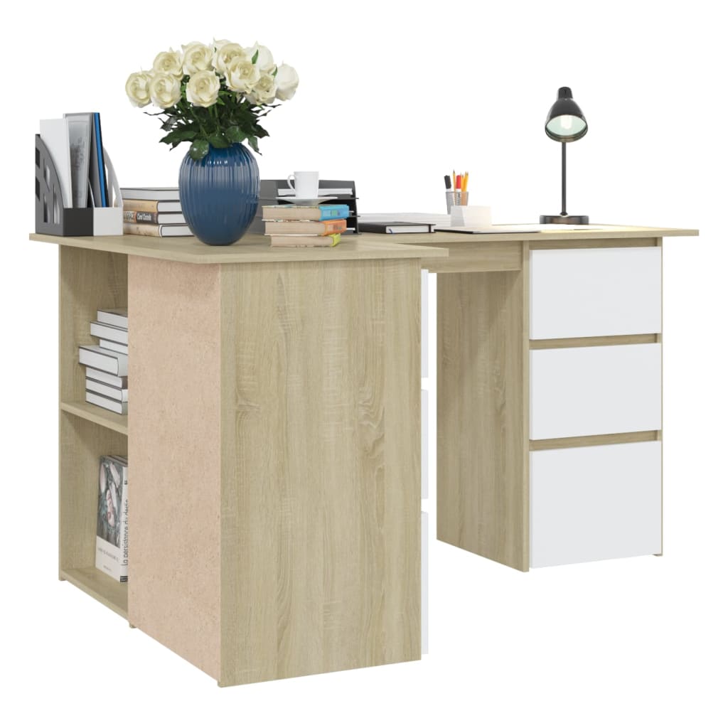 Hoekbureau 145x100x76 cm bewerkt hout