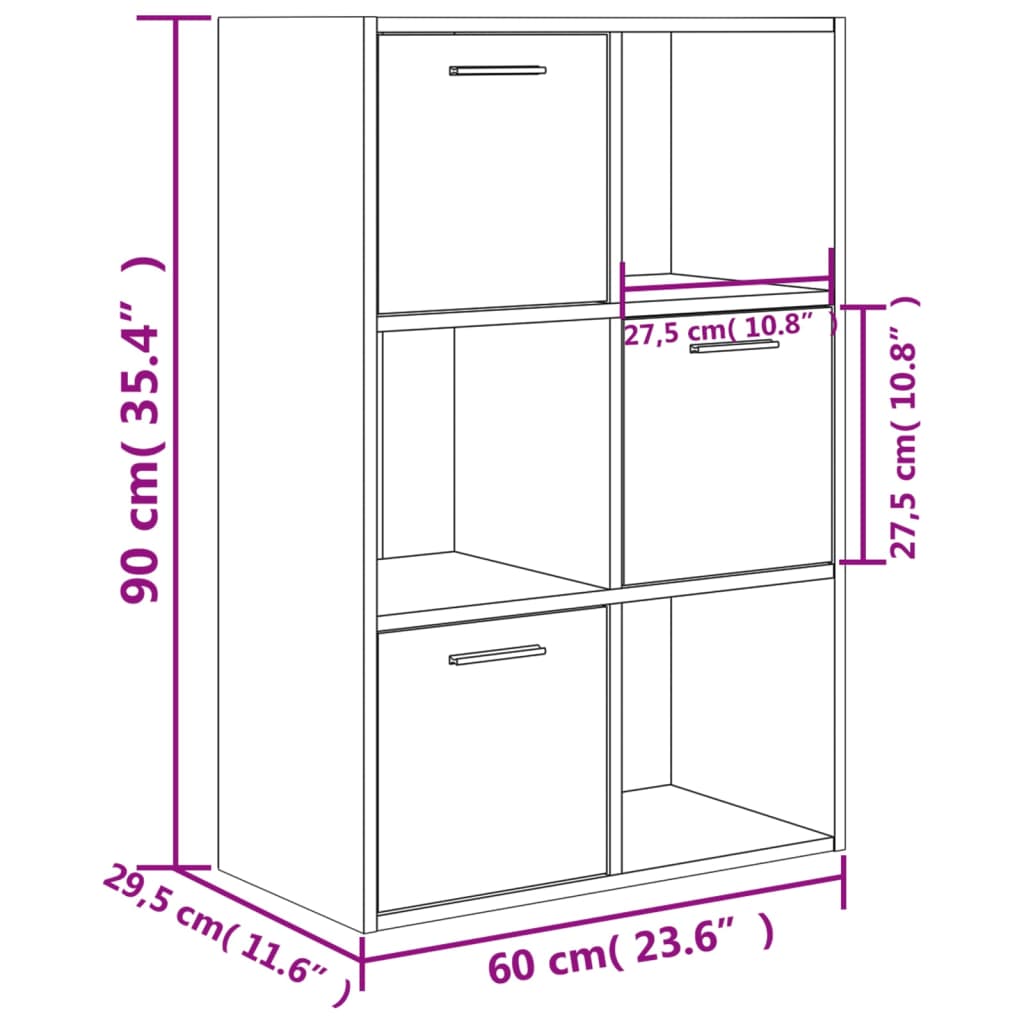 Opbergkast 60x29,5x90 cm eikenkleurig