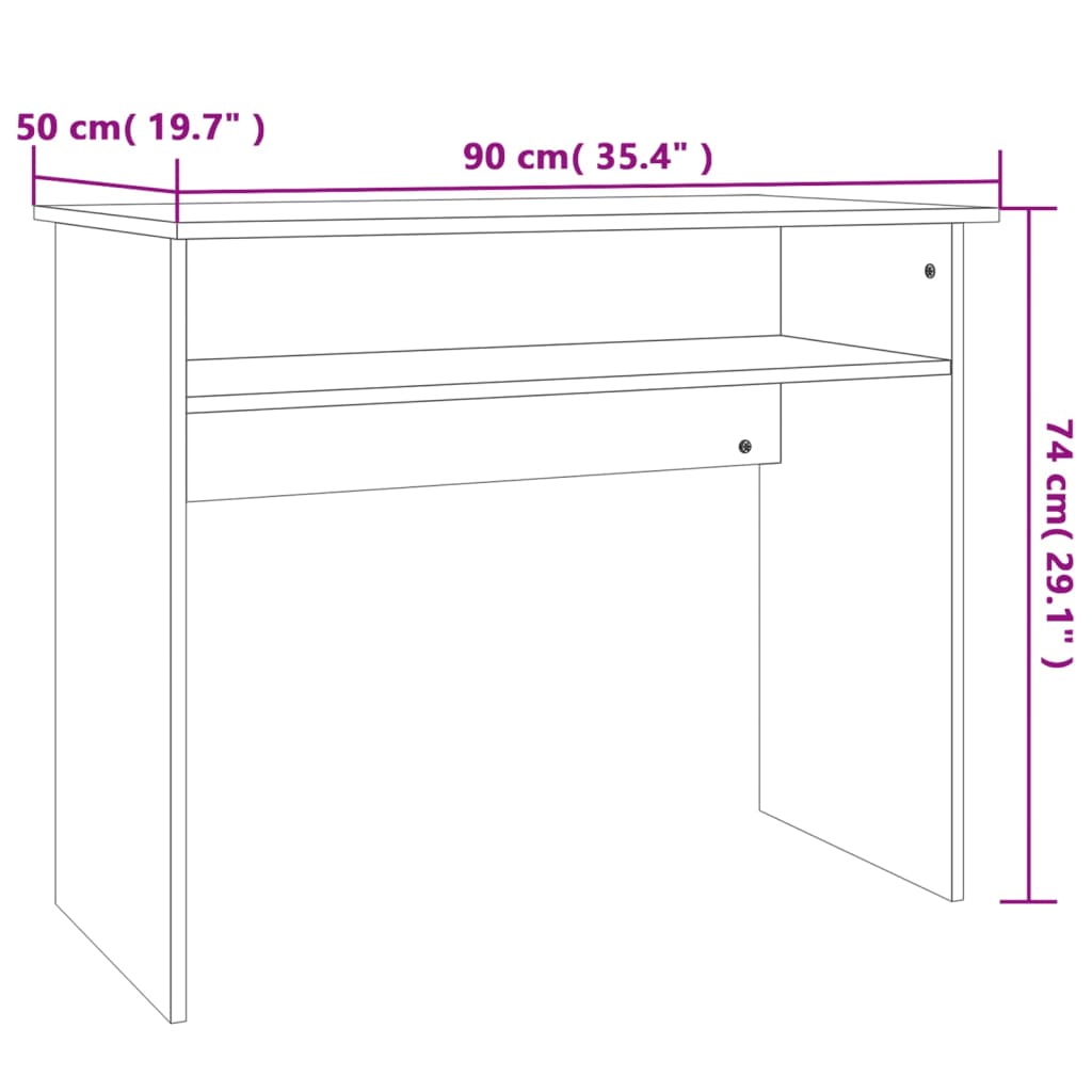 Bureau 90x50x74 cm bewerkt hout eikenkleurig