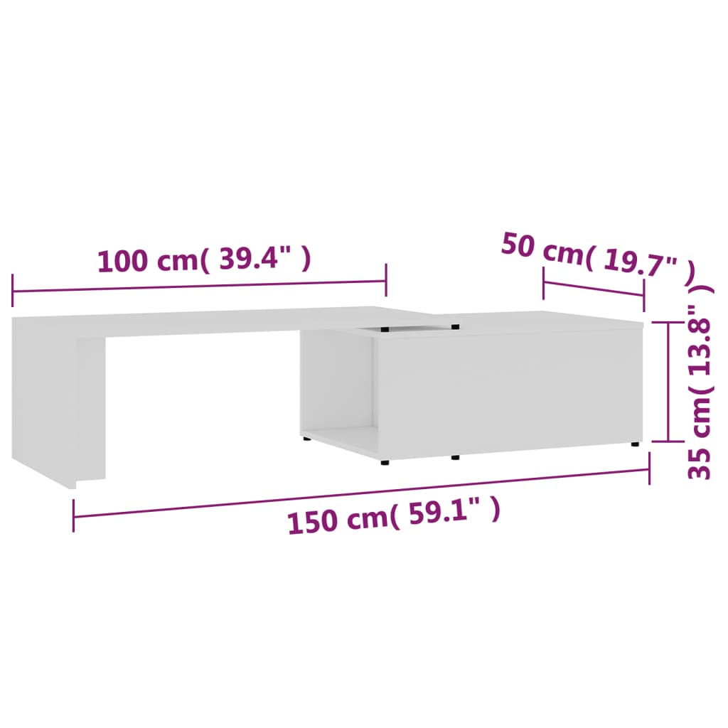 Salontafel 150x50x35 cm bewerkt hout eikenkleurig