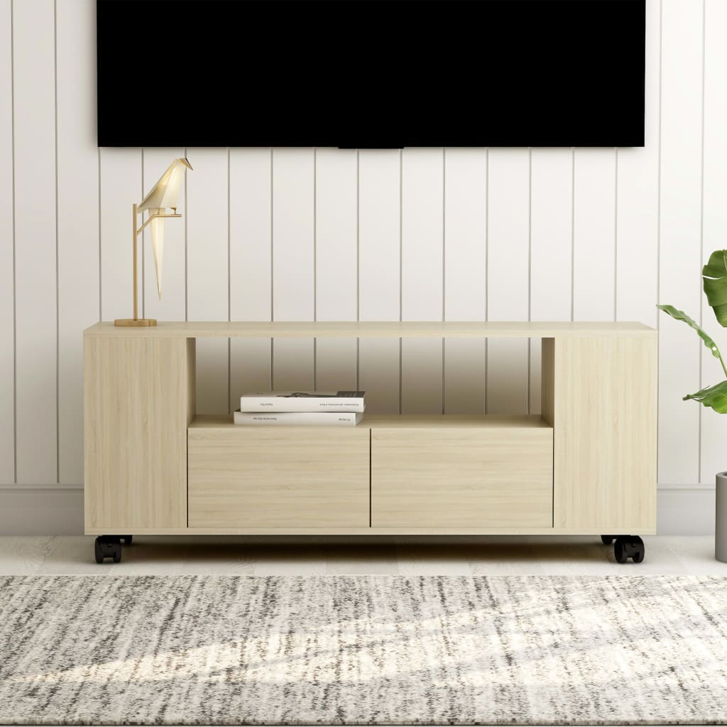 Tv-meubel 120x35x48 cm bewerkt hout eikenkleurig