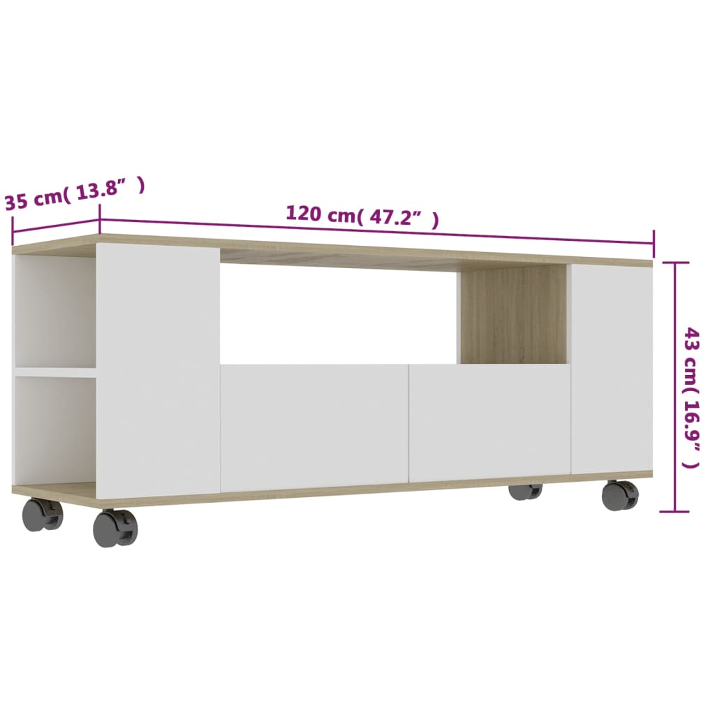 Tv-meubel 120x35x48 cm bewerkt hout