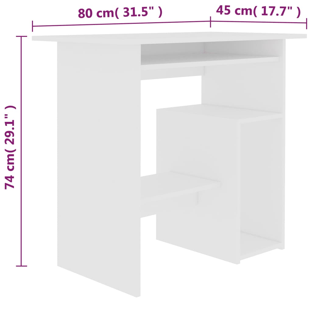 Bureau 80x45x74 cm bewerkt hout eikenkleurig