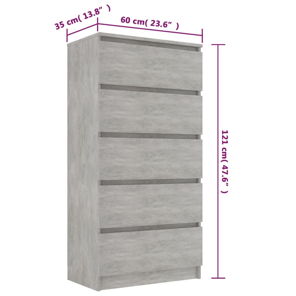 Ladekast 60x35x121 cm bewerkt hout