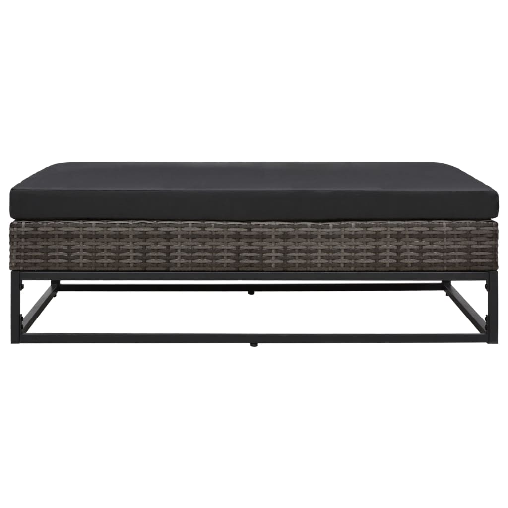 5-delige Loungeset met kussens poly rattan grijs