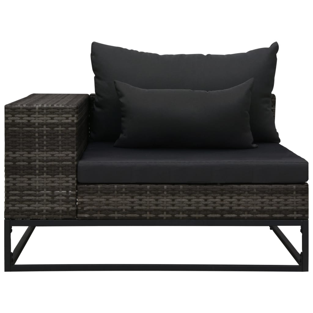 5-delige Loungeset met kussens poly rattan grijs