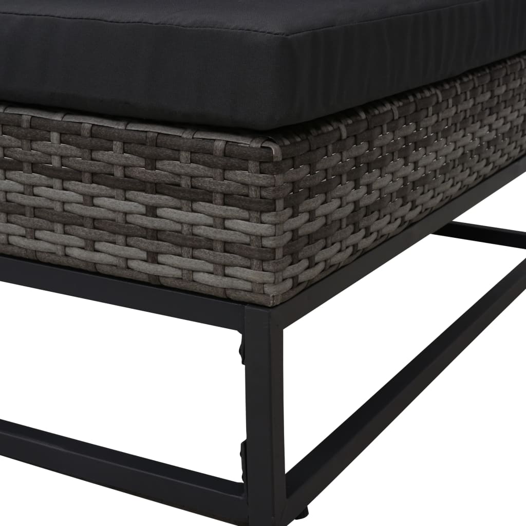 5-delige Loungeset met kussens poly rattan grijs