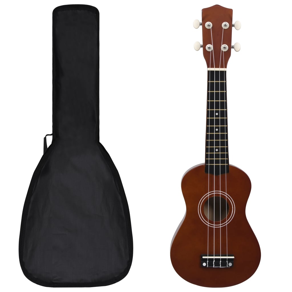 Ukuleleset met tas voor kinderen sopraan 23'' lichthoutkleurig