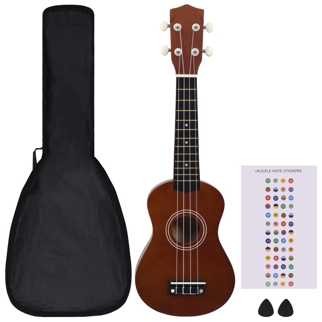 Ukuleleset met tas voor kinderen sopraan 23'' lichthoutkleurig