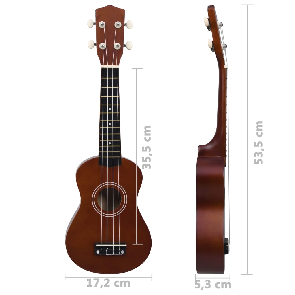 Ukuleleset met tas voor kinderen sopraan 23'' lichthoutkleurig