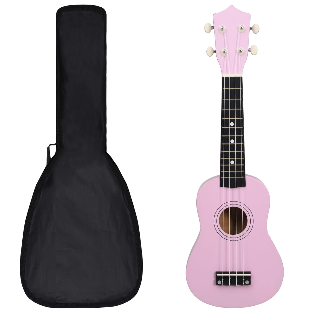 Ukuleleset met tas voor kinderen sopraan 23'' lichthoutkleurig