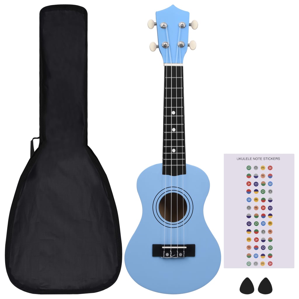 Ukuleleset met tas voor kinderen sopraan 23'' lichthoutkleurig