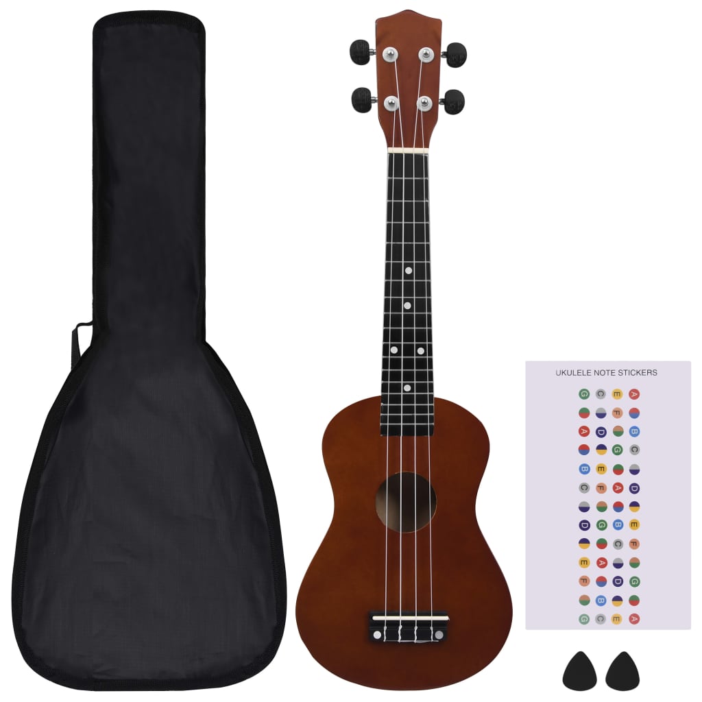 Ukuleleset met tas voor kinderen sopraan 23'' lichthoutkleurig