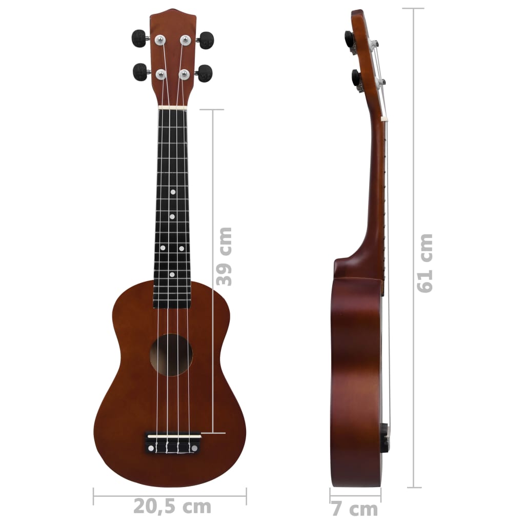 Ukuleleset met tas voor kinderen sopraan 23'' lichthoutkleurig