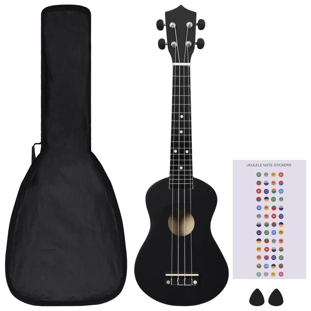 Ukuleleset met tas voor kinderen sopraan 23'' lichthoutkleurig