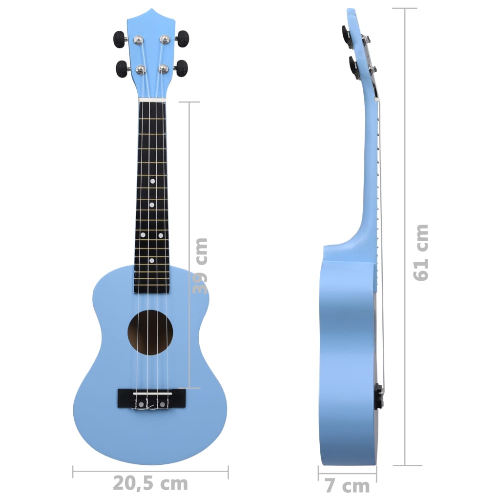 Ukuleleset met tas voor kinderen sopraan 23'' lichthoutkleurig