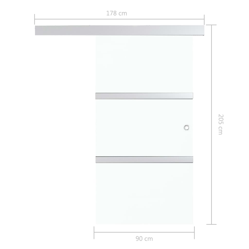 Schuifdeur met zachte stops 90x205 cm ESG-glas en aluminium