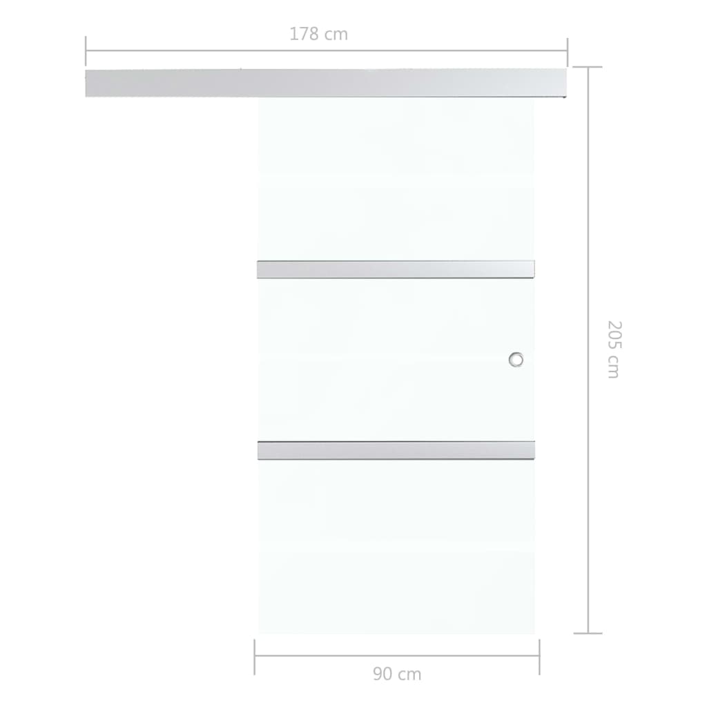 Schuifdeur 76x205 cm ESG-glas en aluminium zilverkleurig