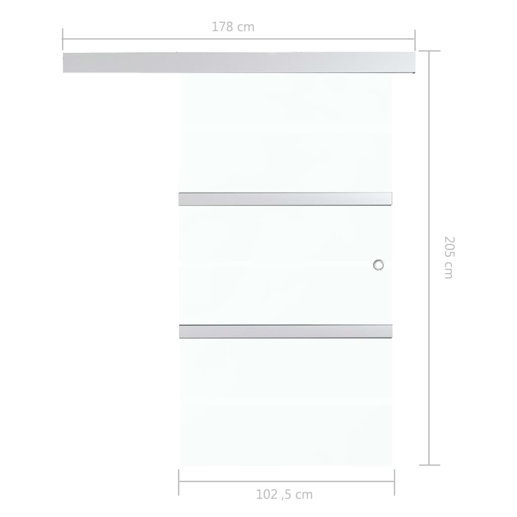 Schuifdeur 76x205 cm ESG-glas en aluminium zilverkleurig