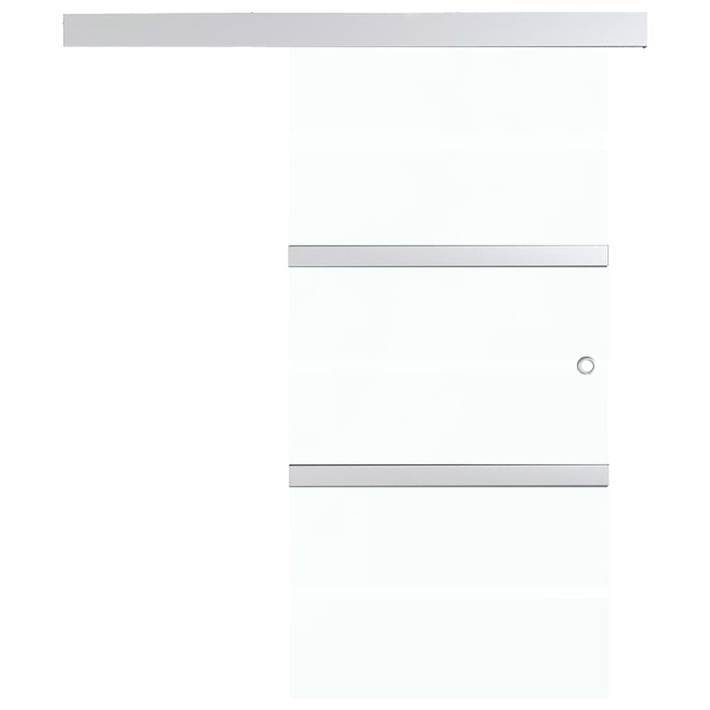 Schuifdeur 76x205 cm ESG-glas en aluminium zilverkleurig