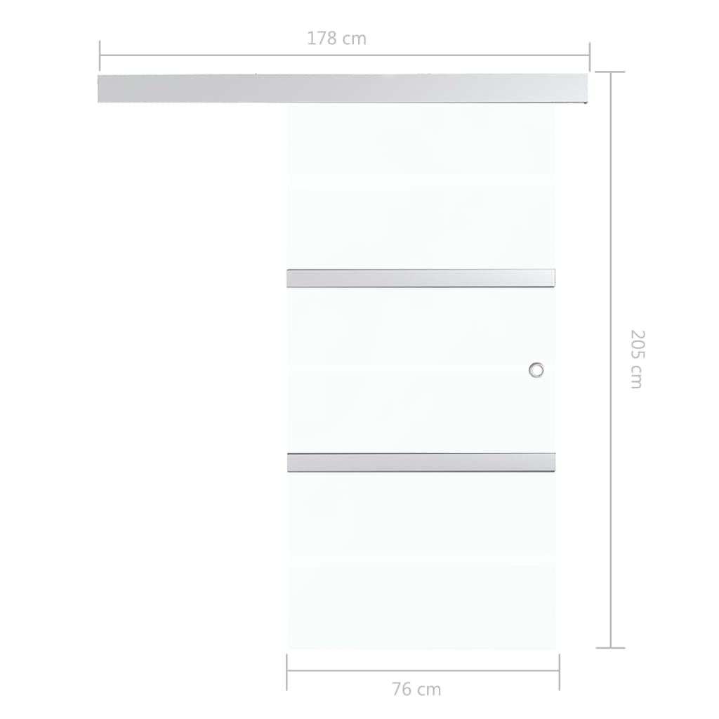 Schuifdeur 76x205 cm ESG-glas en aluminium zilverkleurig