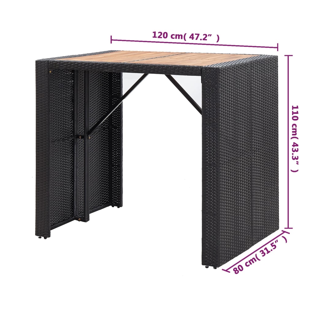 5-delige Tuinbarset poly rattan en acaciahout