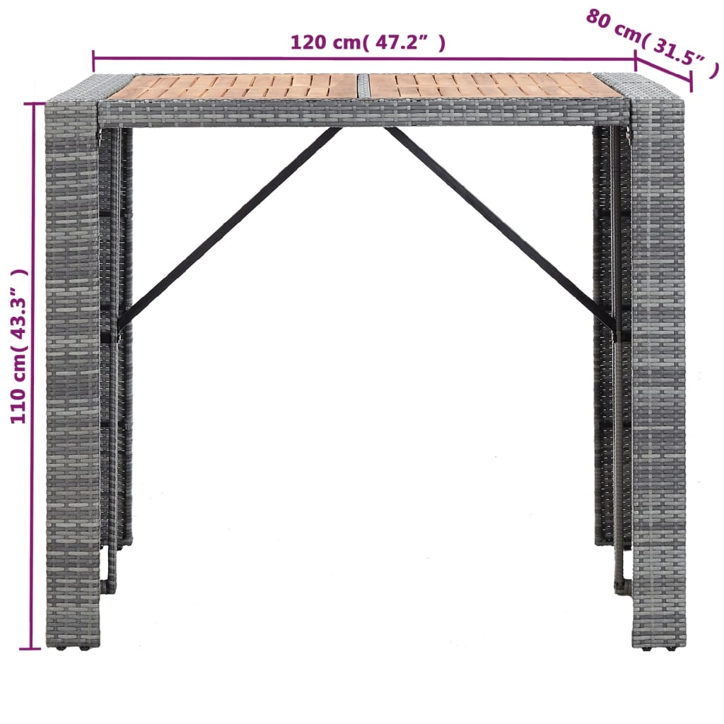 5-delige Tuinbarset poly rattan en acaciahout