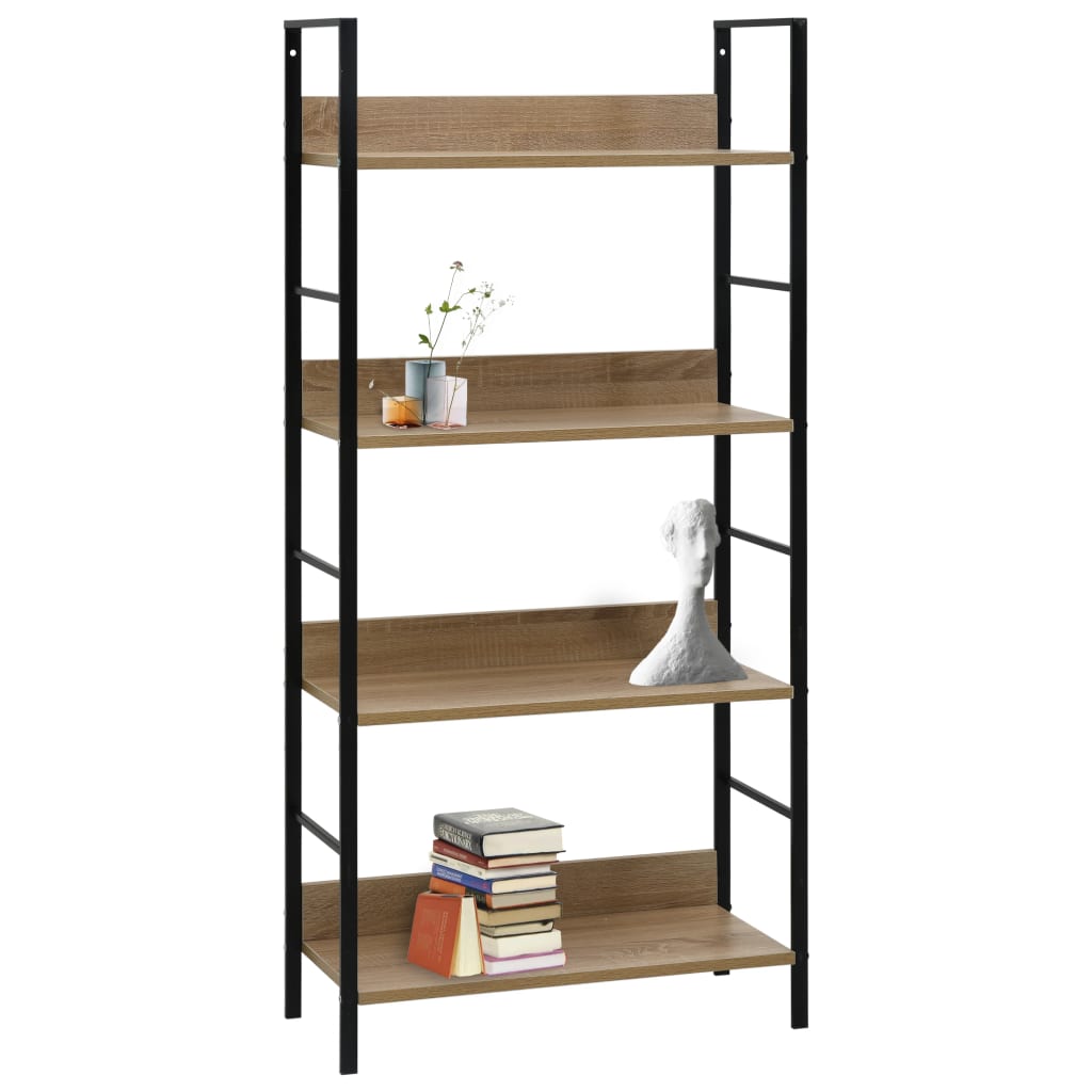 Boekenkast 4 schappen 60x27,6x124,5 cm bewerkt hout eikenkleur