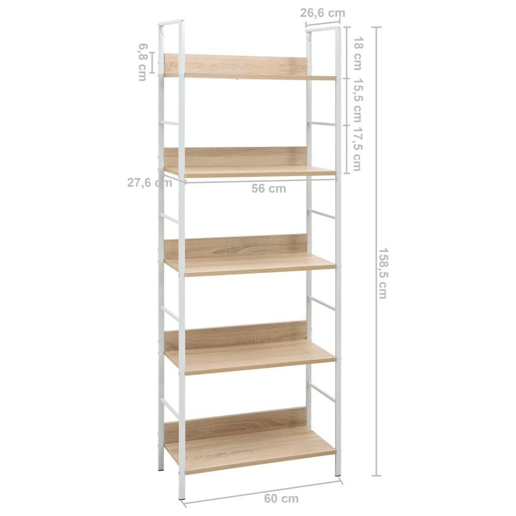 Boekenkast 4 schappen 60x27,6x124,5 cm bewerkt hout eikenkleur