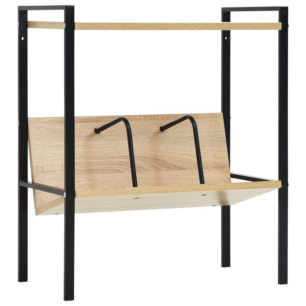 Boekenkast met 2 schappen 52x28x59 cm bewerkt hout zwart