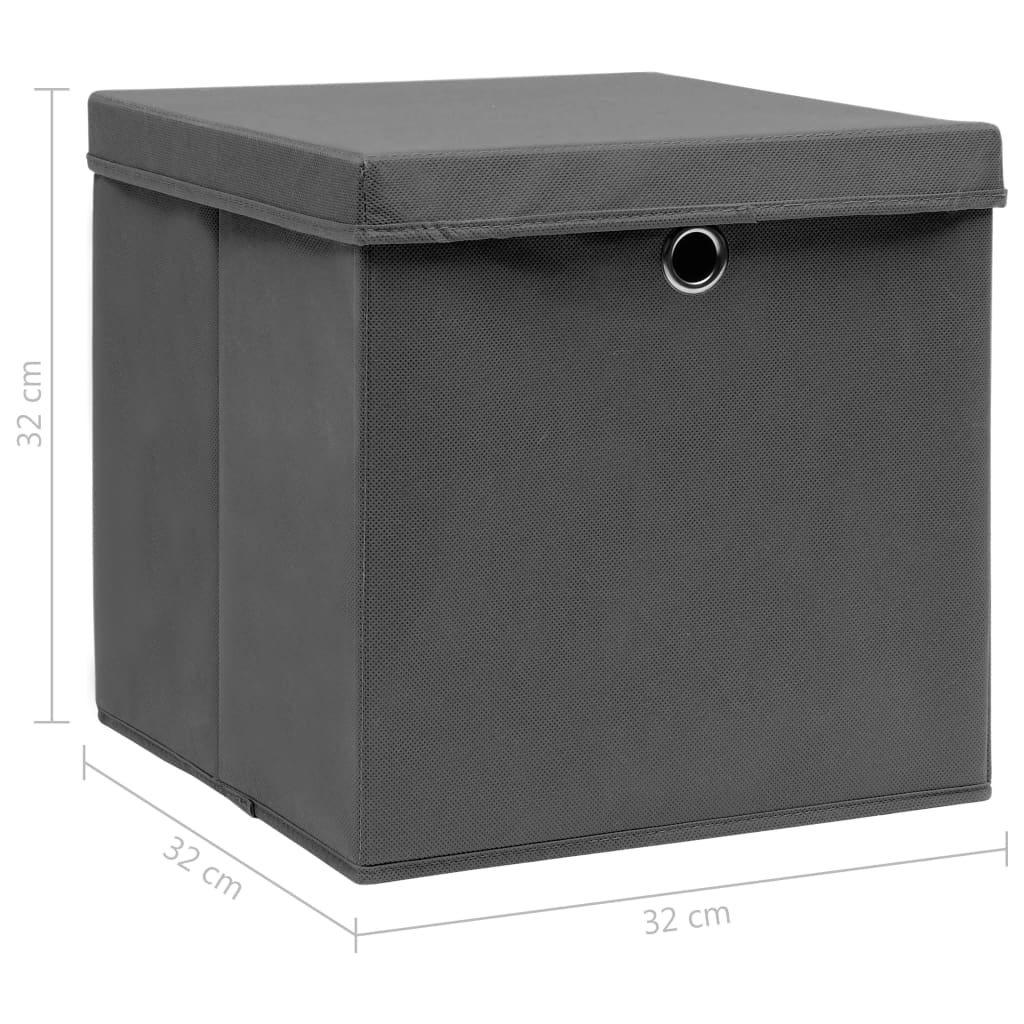 Opbergboxen deksel 4 st 32x32x32 cm stof