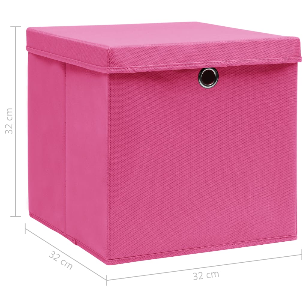 Opbergboxen deksel 4 st 32x32x32 cm stof