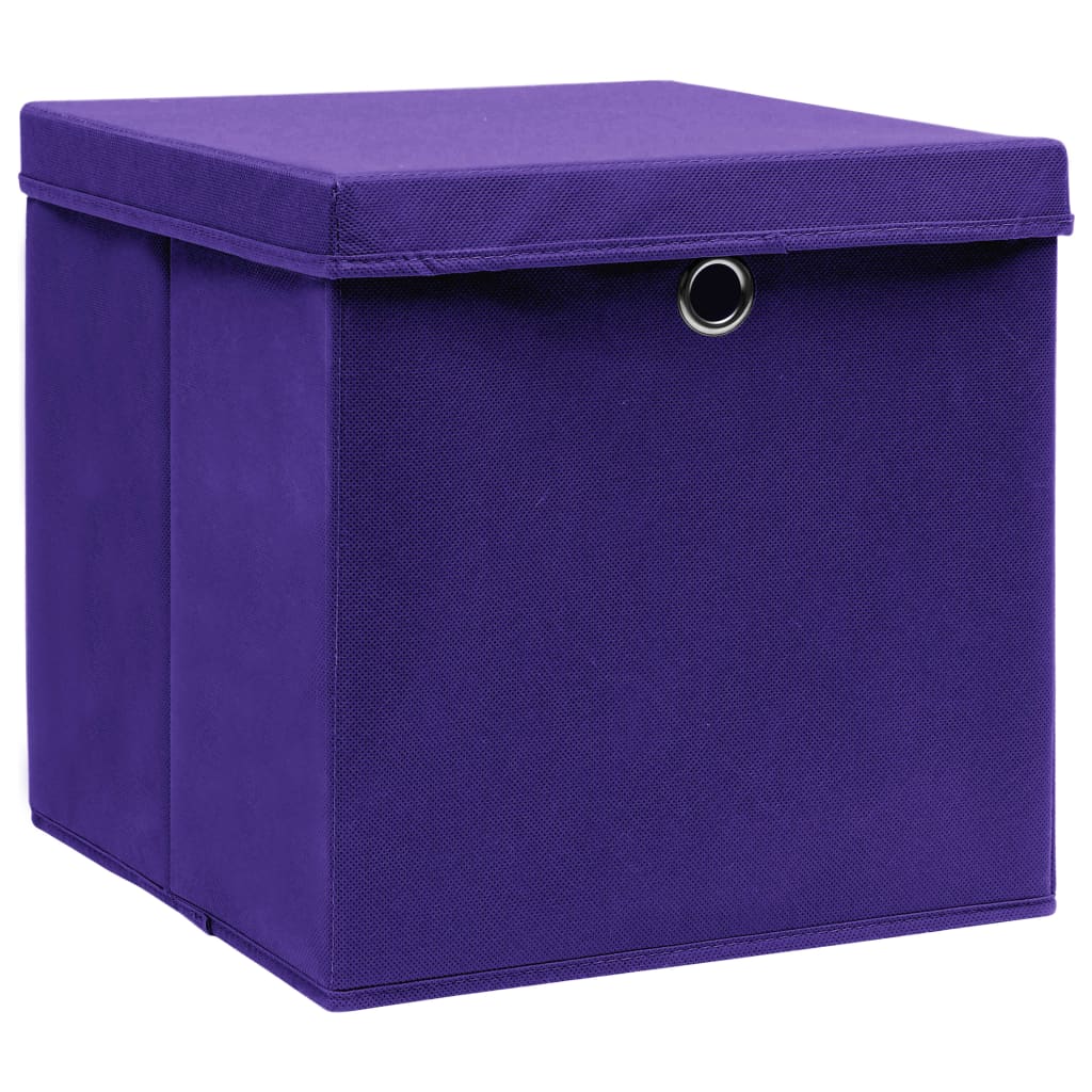 Opbergboxen deksel 4 st 32x32x32 cm stof