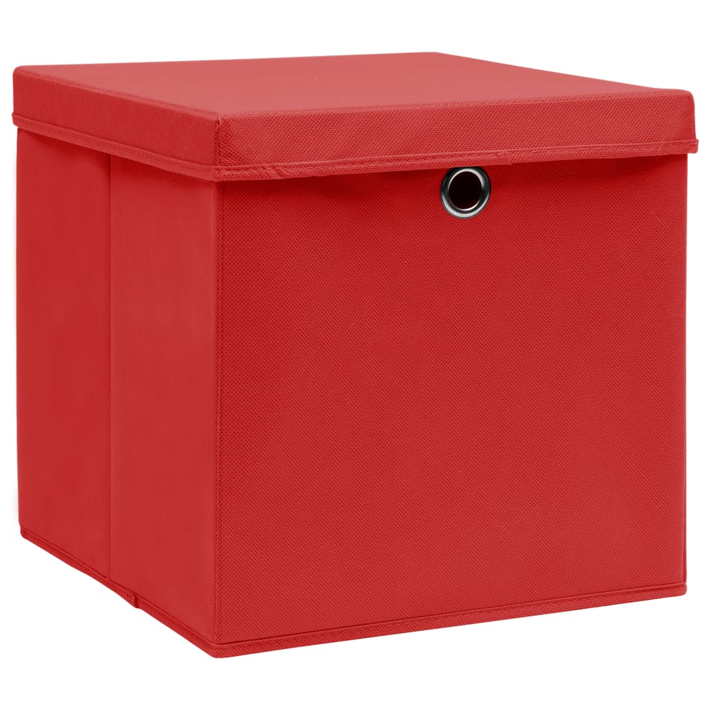 Opbergboxen deksel 4 st 32x32x32 cm stof