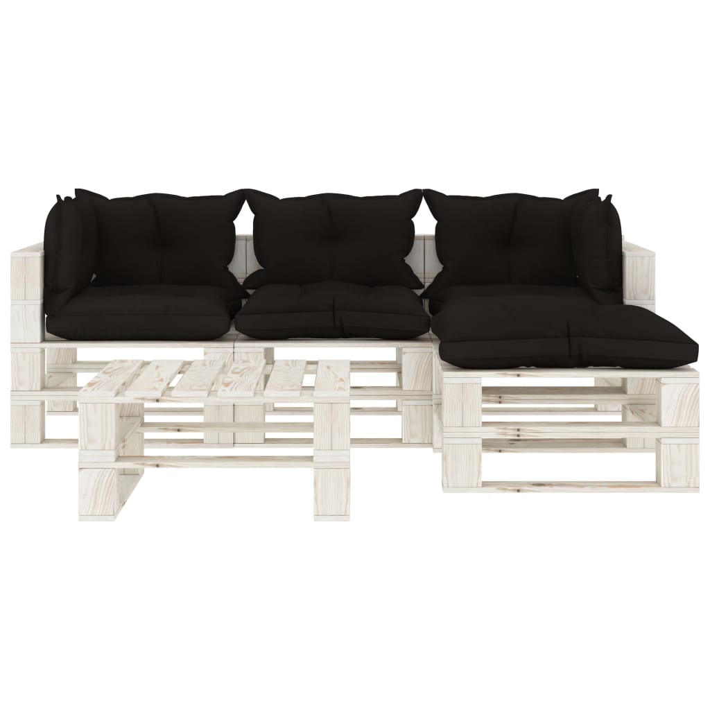 5-delige Loungeset pallet hout wit