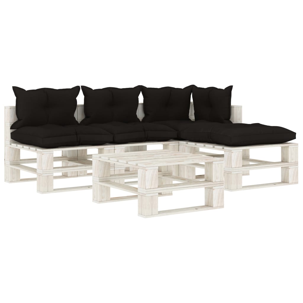 5-delige Loungeset met antracietkleurige kussens pallet hout