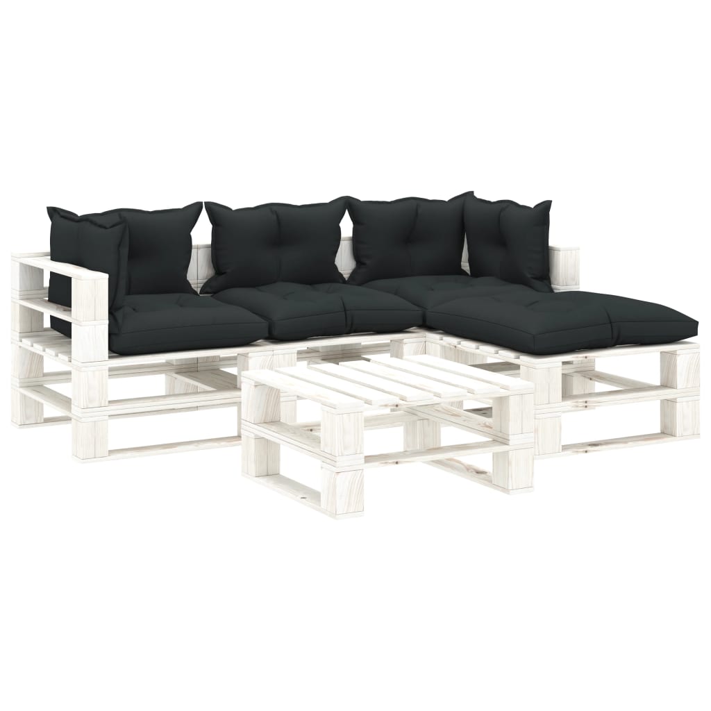 5-delige Loungeset pallet hout wit