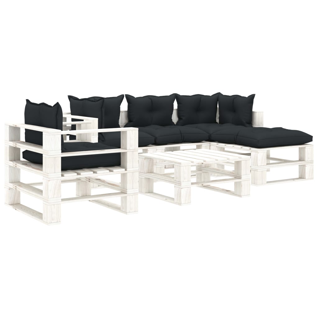 6-delige Loungeset pallet hout wit