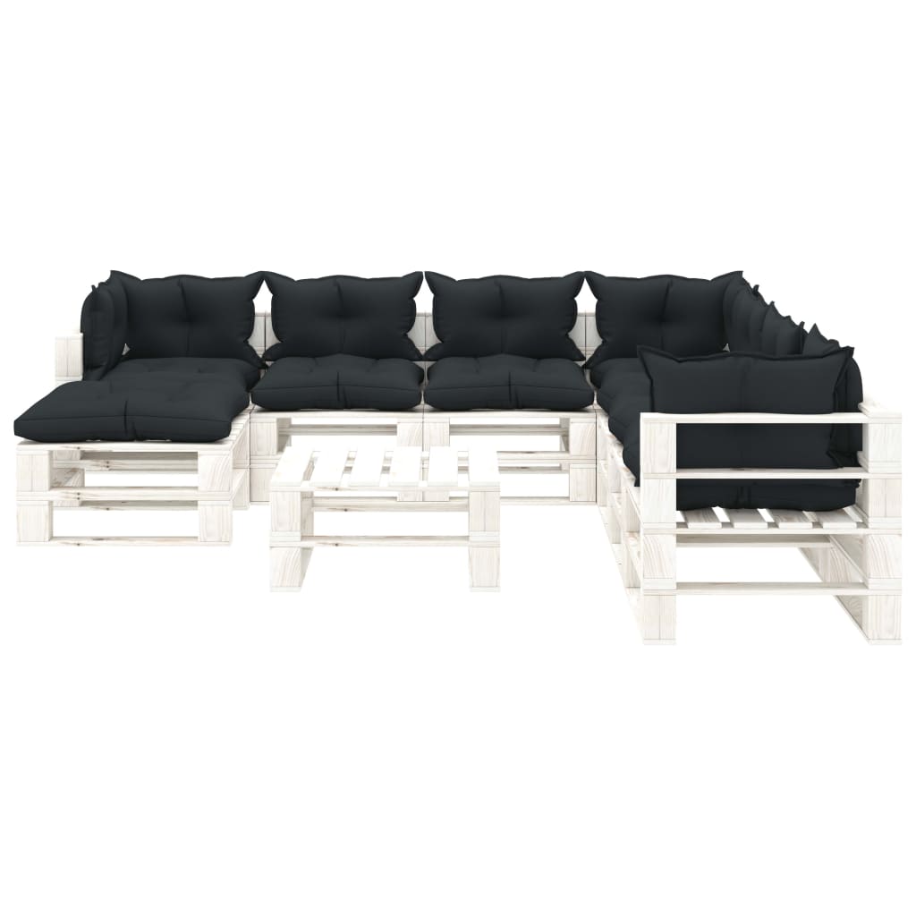 9-delige Loungeset pallet hout wit