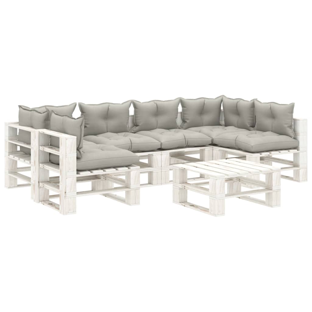 7-delige Loungeset met kussens pallet hout