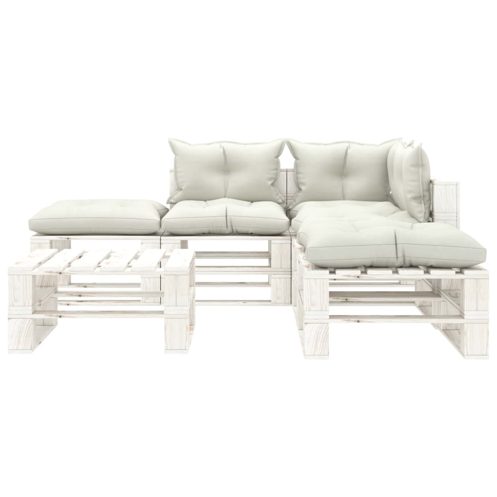 6-delige Loungeset met antracietkleurige kussens pallet hout