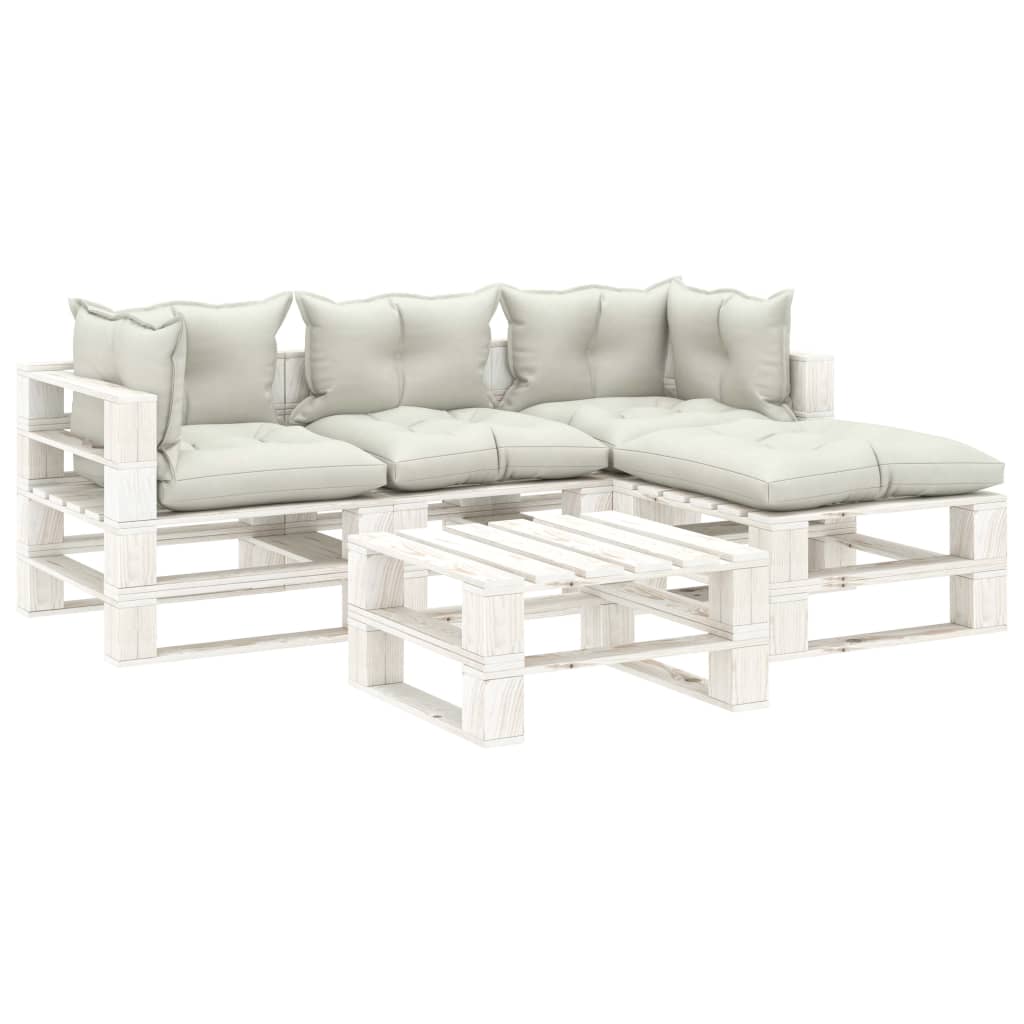 5-delige Loungeset pallet hout wit