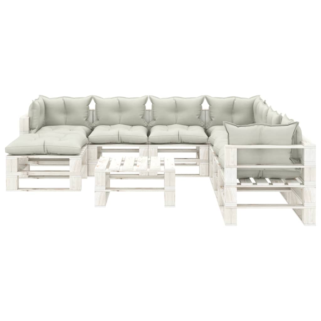 9-delige Loungeset pallet hout wit