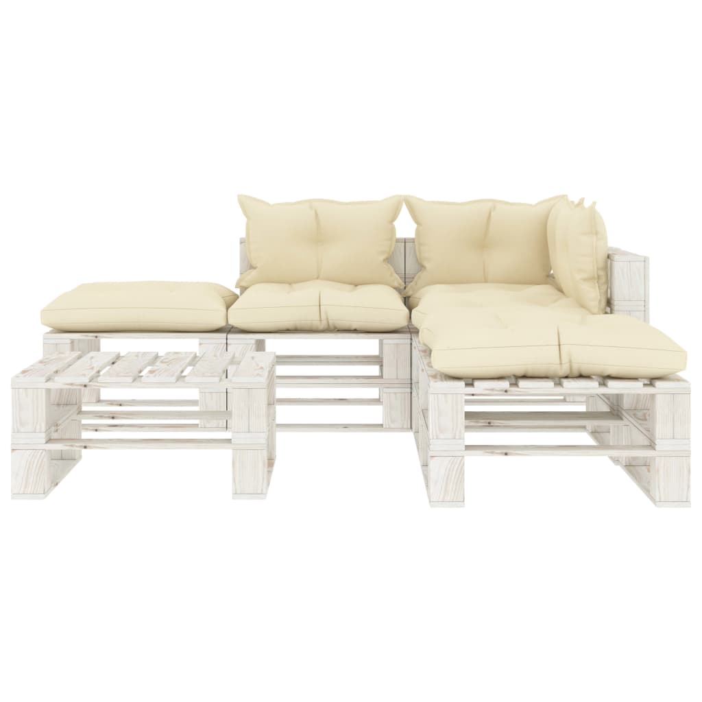 6-delige Loungeset met antracietkleurige kussens pallet hout