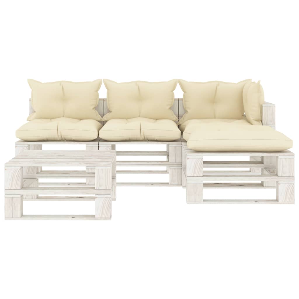 5-delige Loungeset met antracietkleurige kussens pallet hout