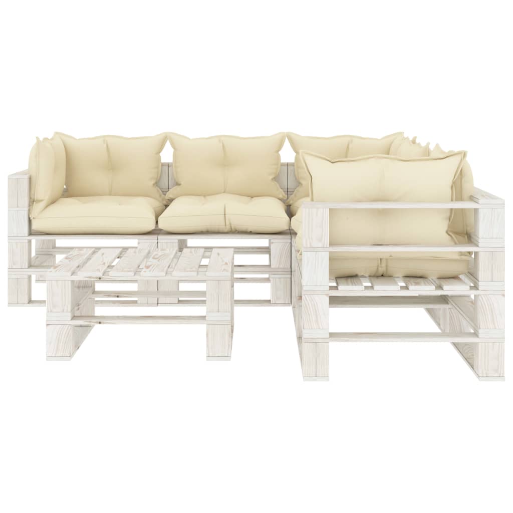 6-delige Loungeset met antracietkleurige kussens pallet hout