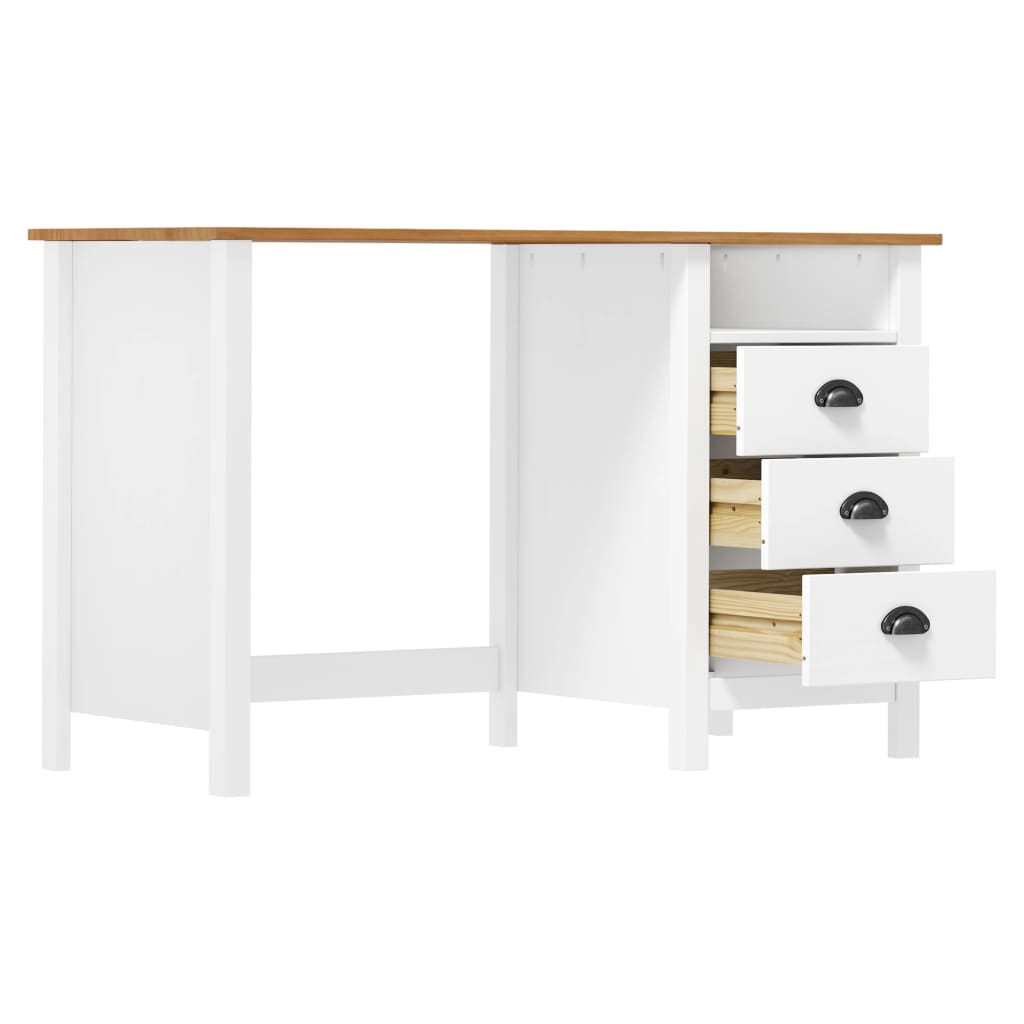 Bureau Hill 3 lades 120x50x74 cm massief grenenhout