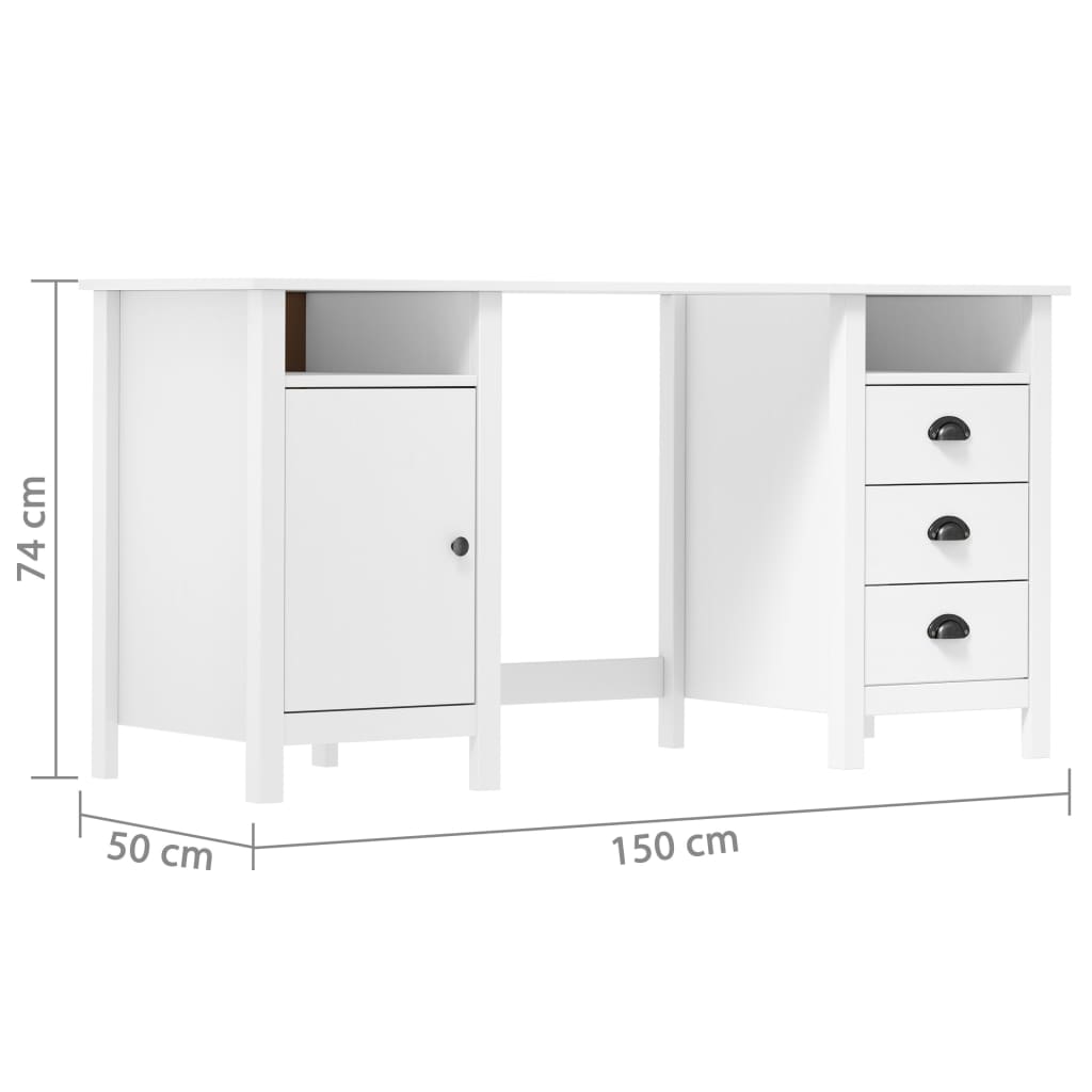 Bureau Hill 150x50x74 cm massief grenenhout grijs