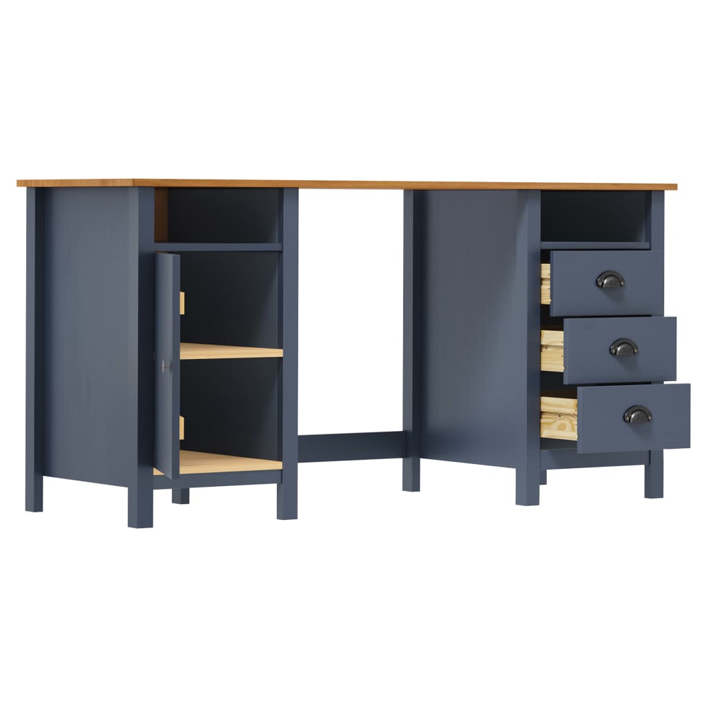 Bureau Hill 150x50x74 cm massief grenenhout grijs